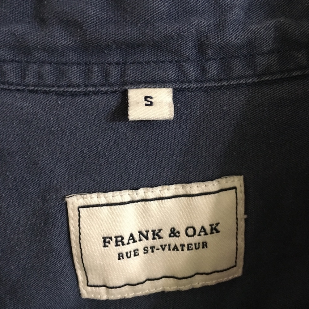 Navy Blue Frank & Oak Long Sleeve Button Up Shirt - Picture 3 of 4